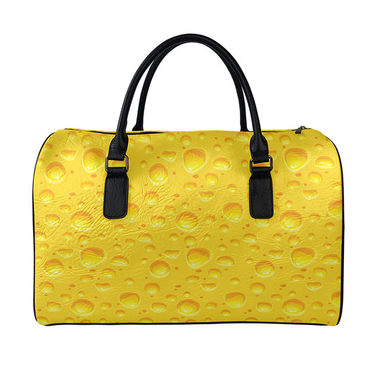 Yellow Cheese Print Leather Duffle Bag