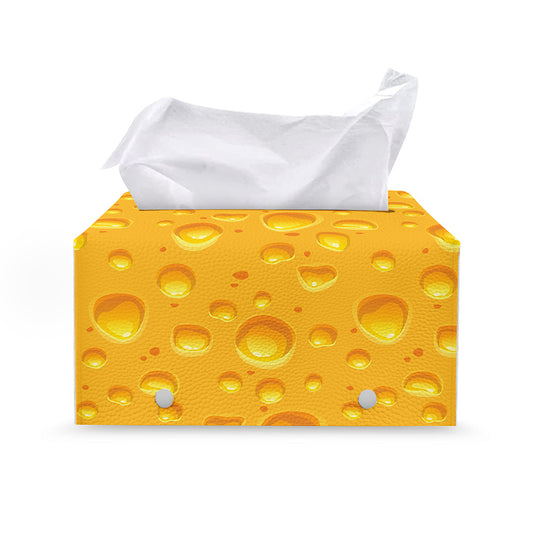 Yellow Cheese Print Leather Tissue Box Cover