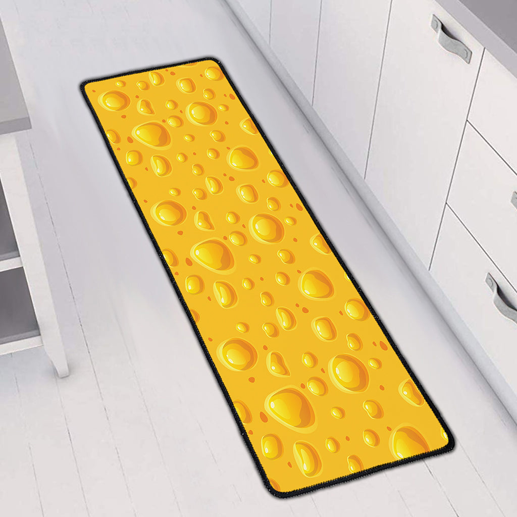Yellow Cheese Print Long Kitchen Mat