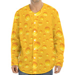 Yellow Cheese Print Long Sleeve Baseball Jersey