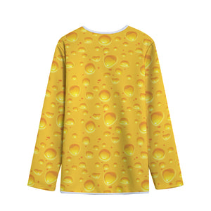 Yellow Cheese Print Long Sleeve Short Coat