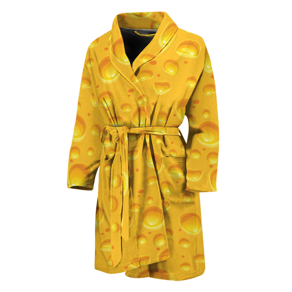 Yellow Cheese Print Men's Bathrobe