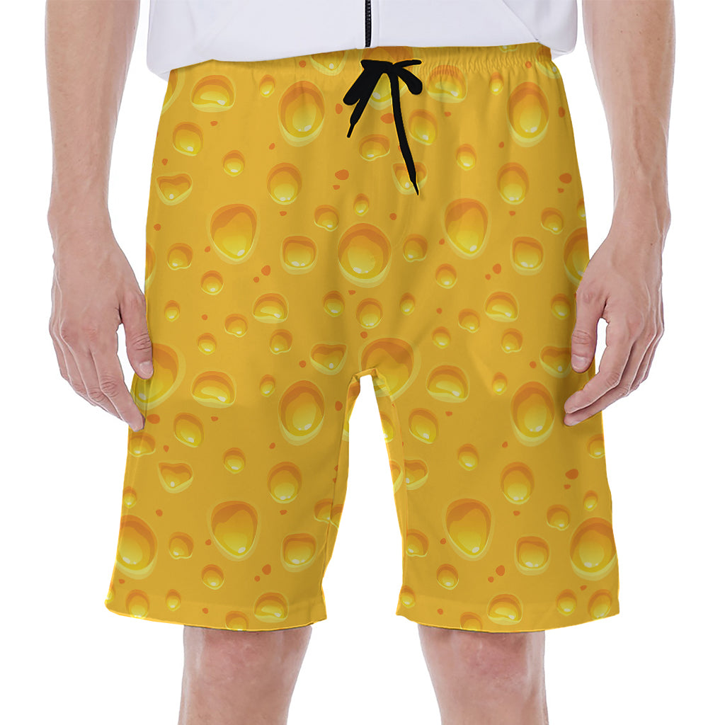 Yellow Cheese Print Men's Beach Shorts