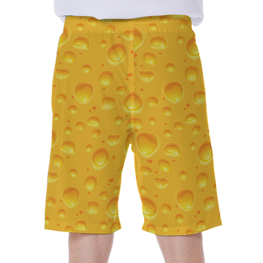 Yellow Cheese Print Men's Beach Shorts