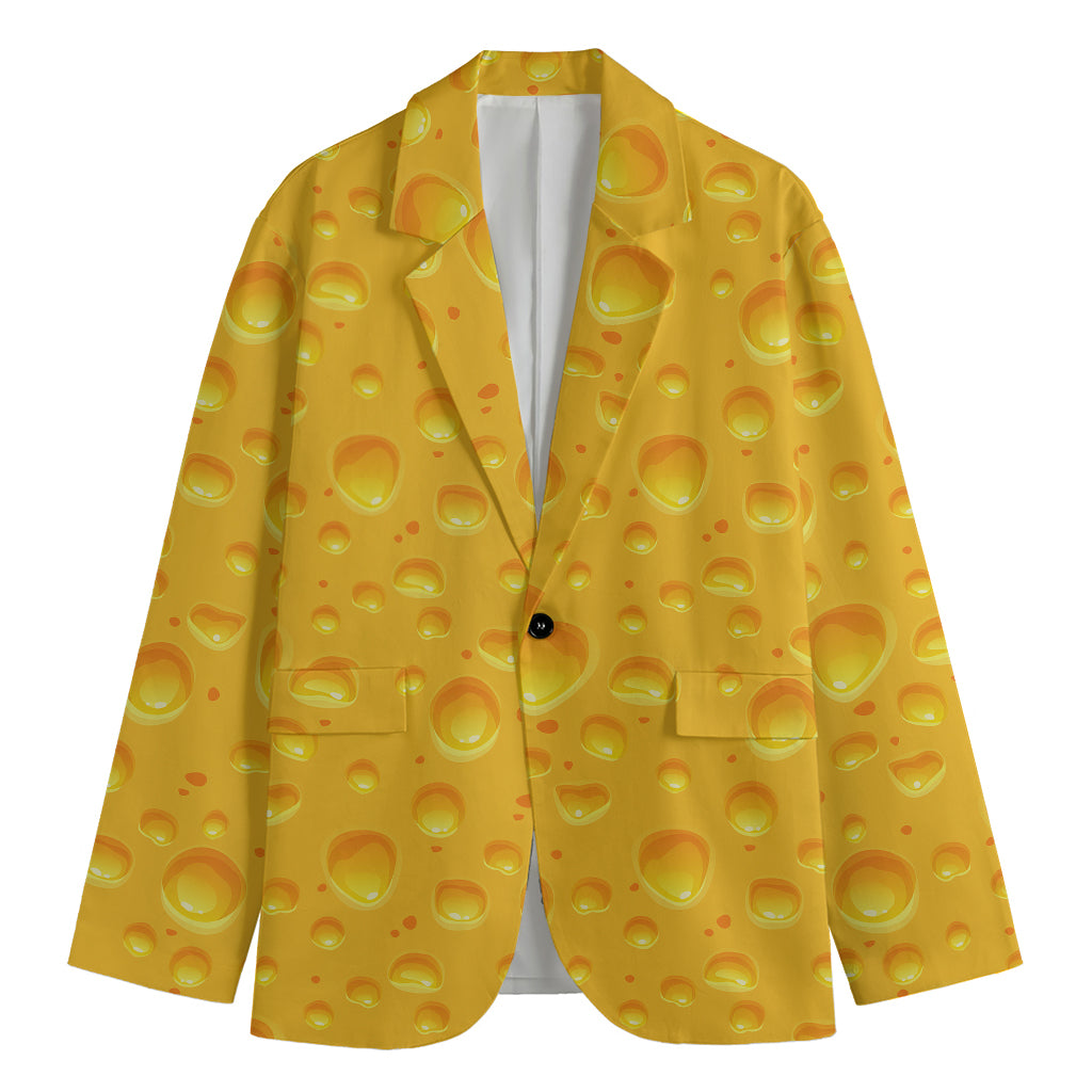 Yellow Cheese Print Men's Cotton Blazer