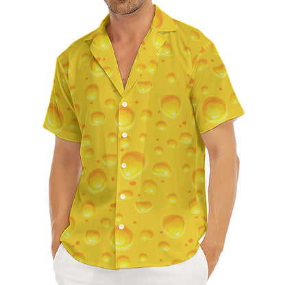 Yellow Cheese Print Men's Deep V-Neck Shirt