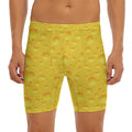 Yellow Cheese Print Men's Long Boxer Briefs