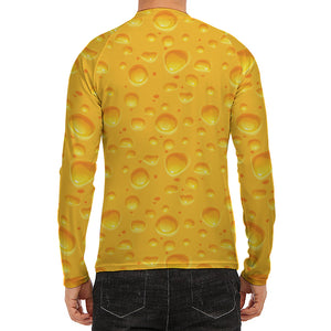 Yellow Cheese Print Men's Long Sleeve Rash Guard