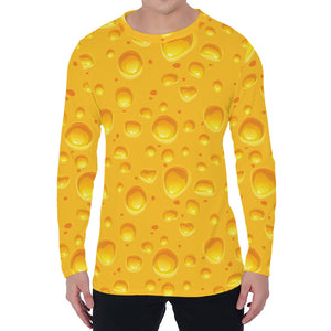 Yellow Cheese Print Men's Long Sleeve T-Shirt