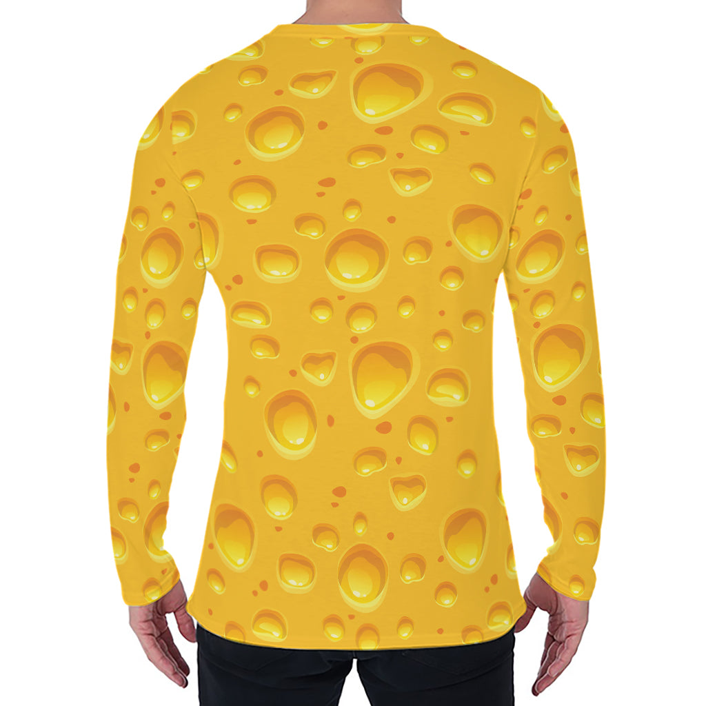 Yellow Cheese Print Men's Long Sleeve T-Shirt