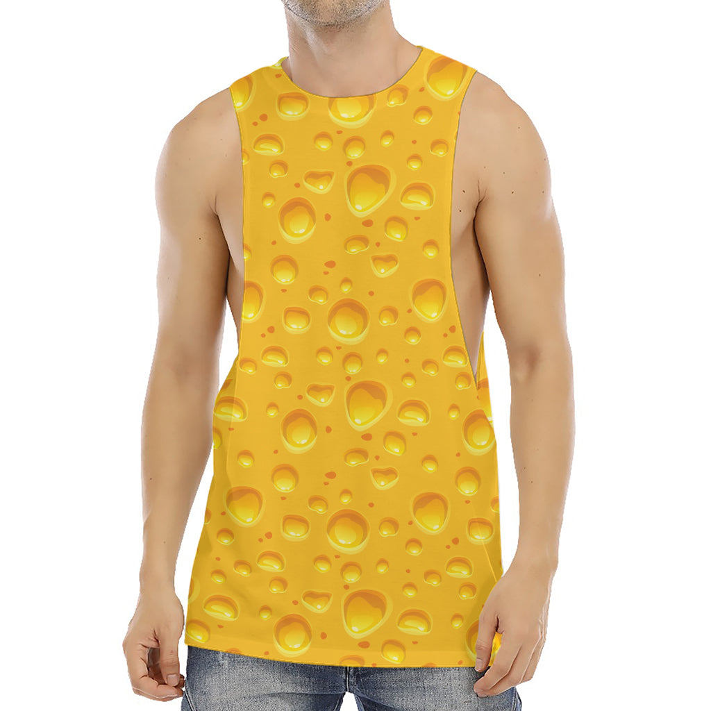 Yellow Cheese Print Men's Muscle Tank Top