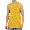 Yellow Cheese Print Men's Muscle Tank Top