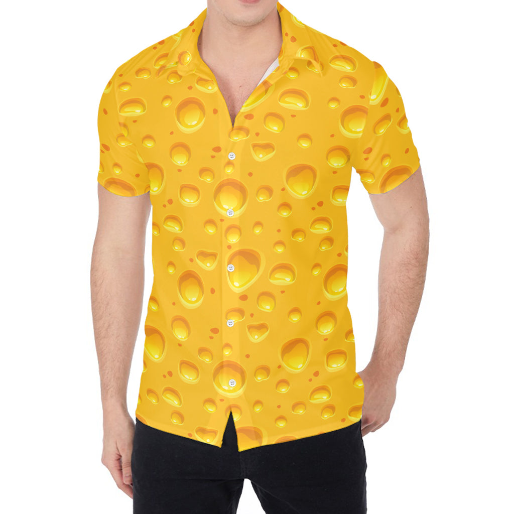 Yellow Cheese Print Men's Shirt