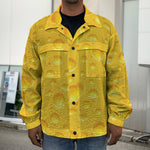 Yellow Cheese Print Men's Shirt Jacket