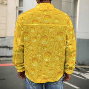 Yellow Cheese Print Men's Shirt Jacket