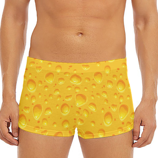 Yellow Cheese Print Men's Short Boxer Briefs