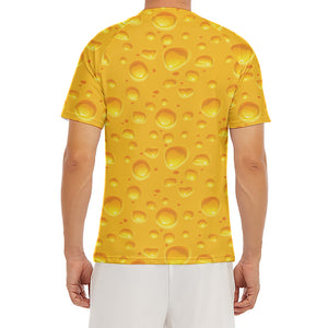 Yellow Cheese Print Men's Short Sleeve Rash Guard