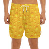 Yellow Cheese Print Men's Split Running Shorts