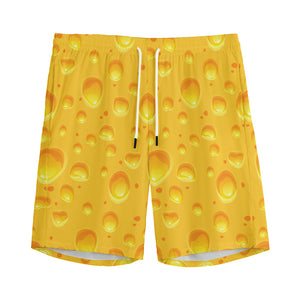 Yellow Cheese Print Men's Sports Shorts