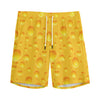 Yellow Cheese Print Men's Sports Shorts