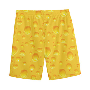 Yellow Cheese Print Men's Sports Shorts