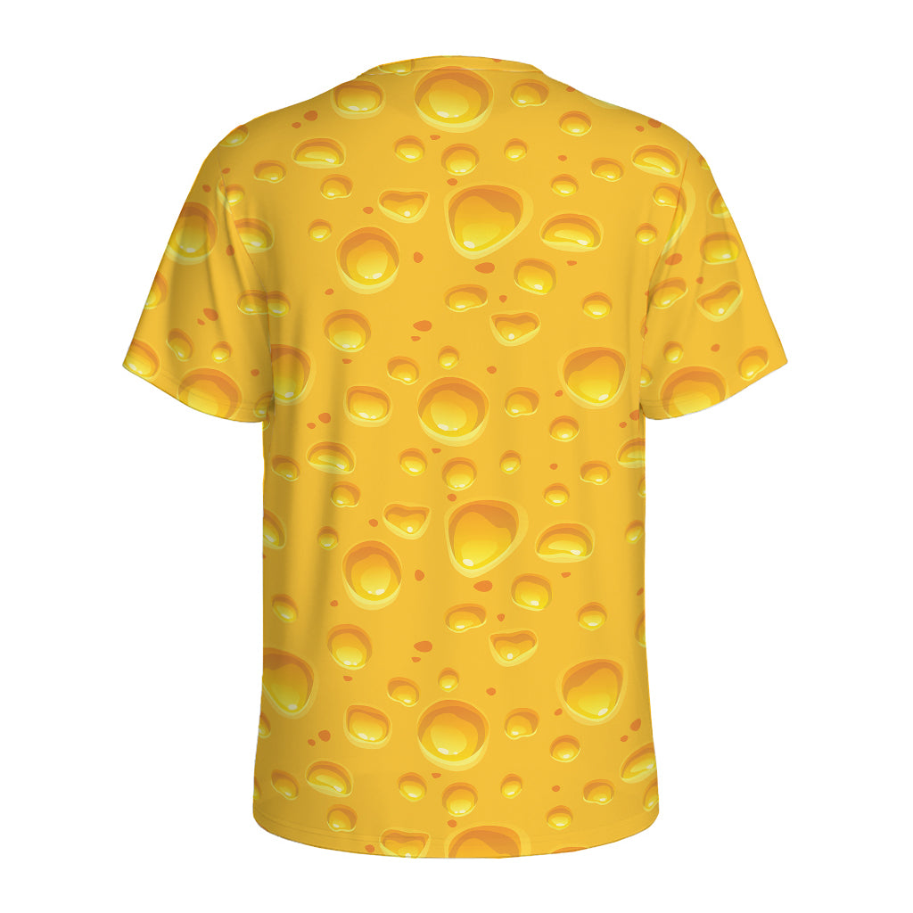 Yellow Cheese Print Men's Sports T-Shirt