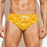 Yellow Cheese Print Men's Swim Briefs