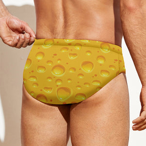 Yellow Cheese Print Men's Swim Briefs