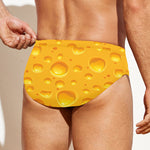 Yellow Cheese Print Men's Swim Briefs
