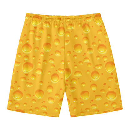 Yellow Cheese Print Men's Swim Trunks