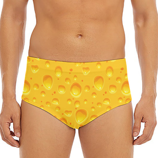 Yellow Cheese Print Men's Triangle Swim Briefs