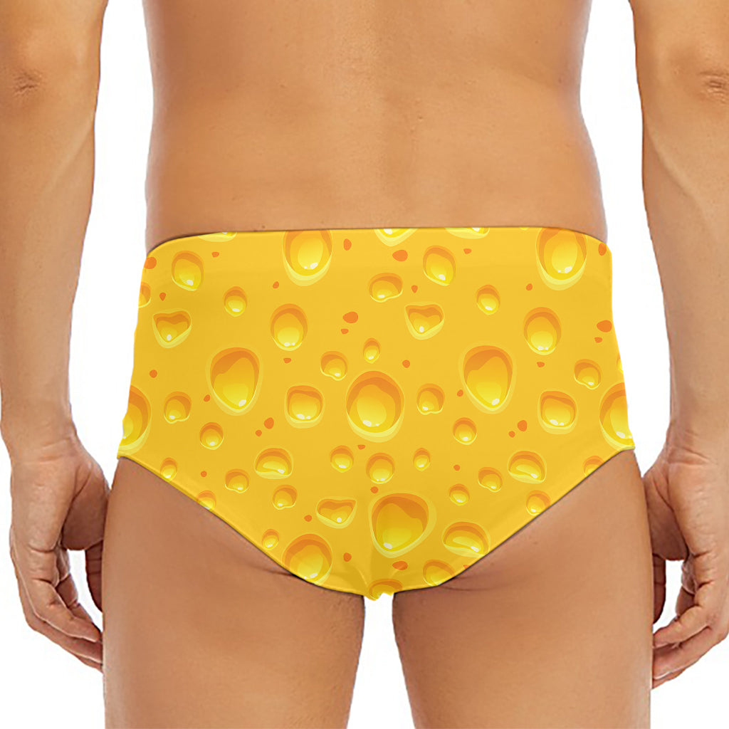 Yellow Cheese Print Men's Triangle Swim Briefs