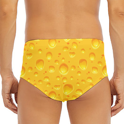 Yellow Cheese Print Men's Triangle Swim Briefs