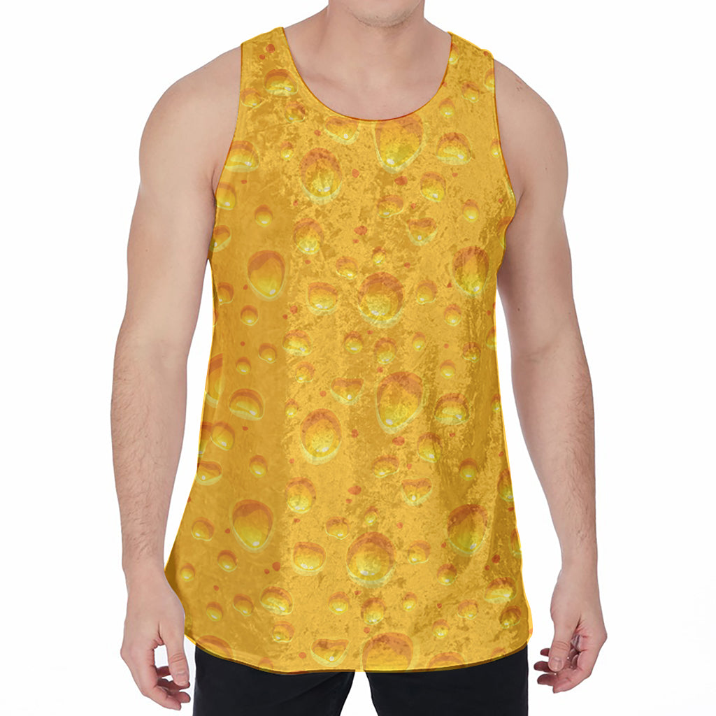 Yellow Cheese Print Men's Velvet Tank Top