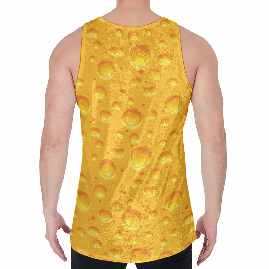 Yellow Cheese Print Men's Velvet Tank Top