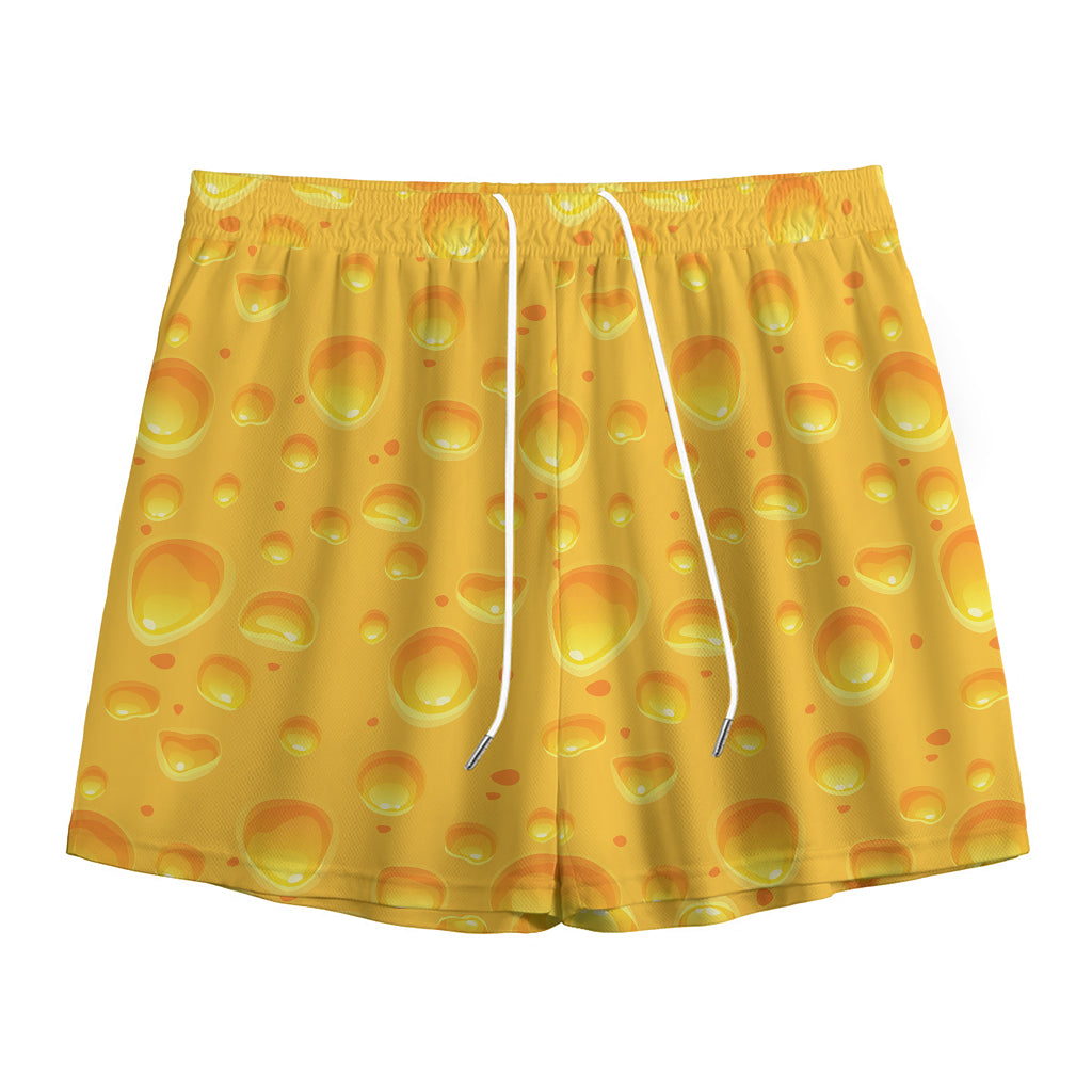 Yellow Cheese Print Mesh Shorts