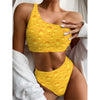 Yellow Cheese Print One Shoulder Bikini Top