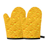 Yellow Cheese Print Oven Mitts