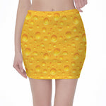 Yellow Cheese Print Pencil Mini Skirt