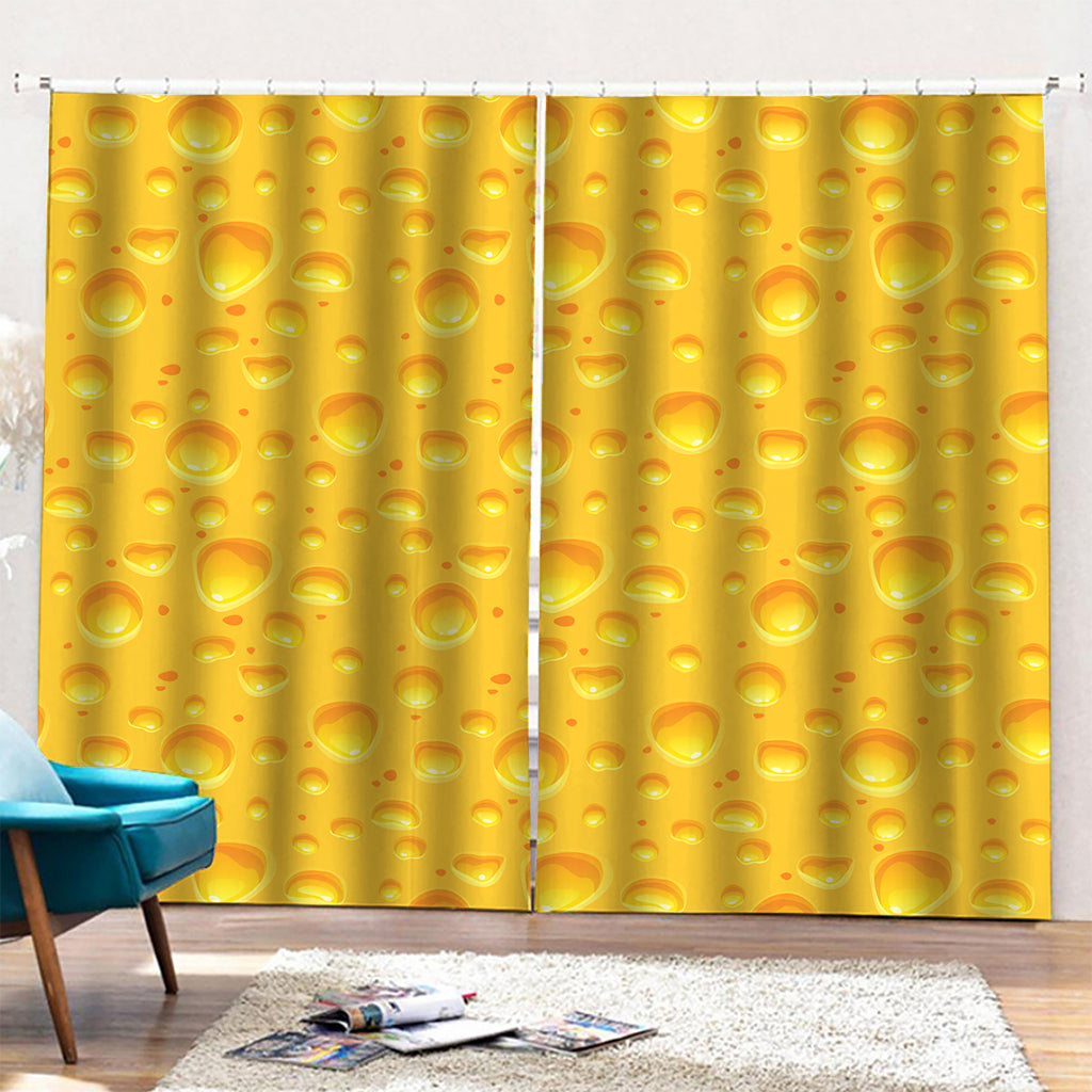 Yellow Cheese Print Pencil Pleat Curtains