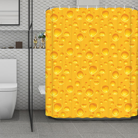 Yellow Cheese Print Polyester Shower Curtain