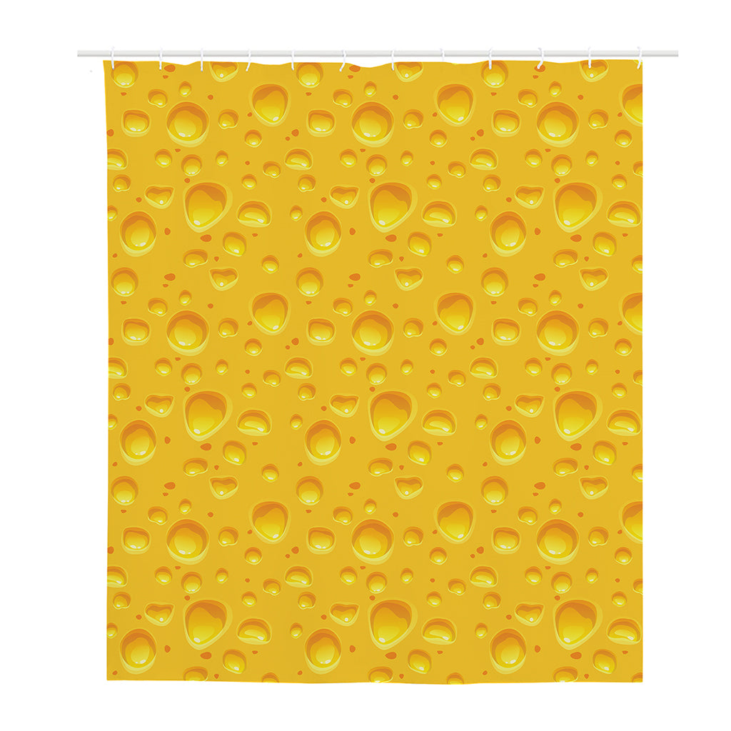 Yellow Cheese Print Polyester Shower Curtain