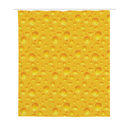 Yellow Cheese Print Polyester Shower Curtain