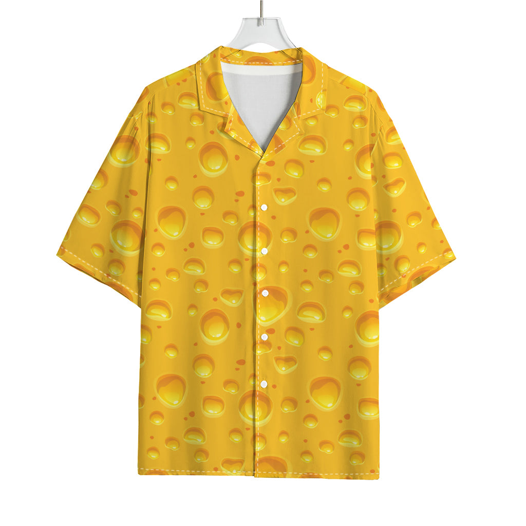 Yellow Cheese Print Rayon Hawaiian Shirt