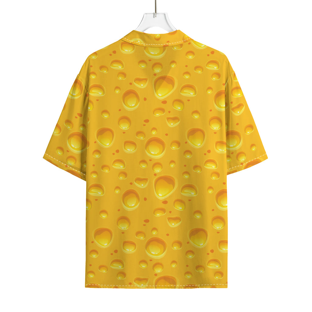 Yellow Cheese Print Rayon Hawaiian Shirt