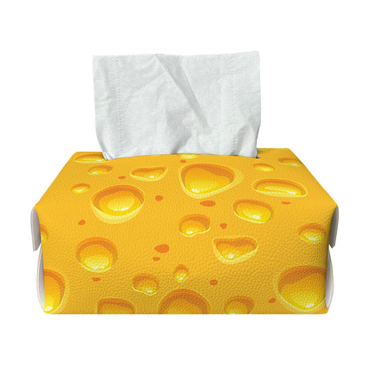 Yellow Cheese Print Rectangle Tissue Box Cover