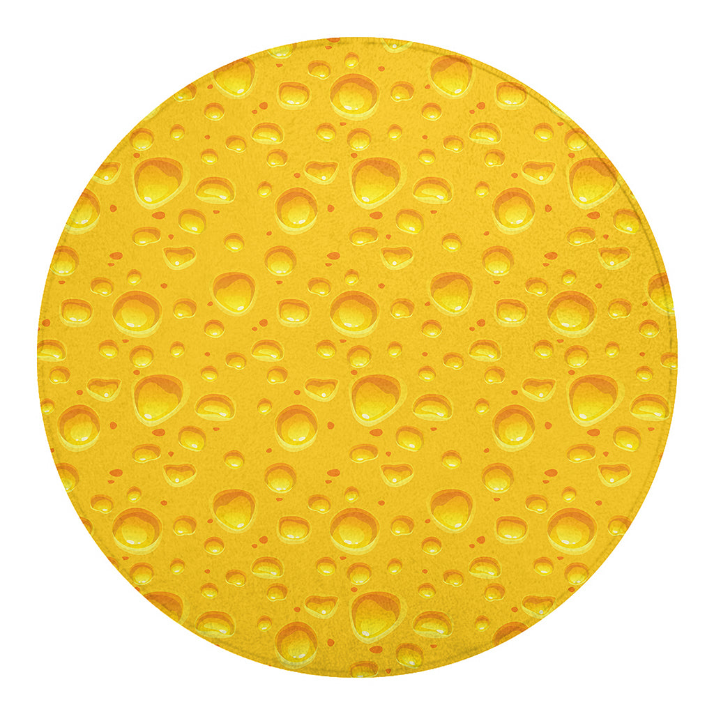 Yellow Cheese Print Round Blanket