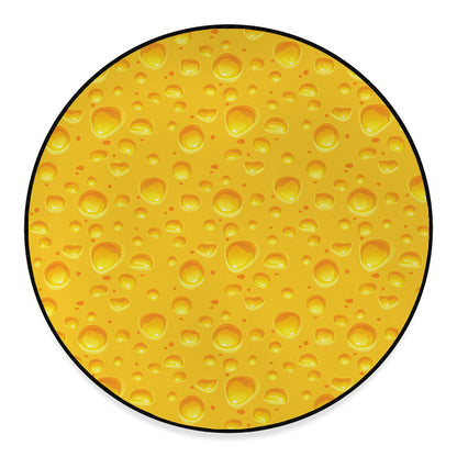 Yellow Cheese Print Round Floor Mat