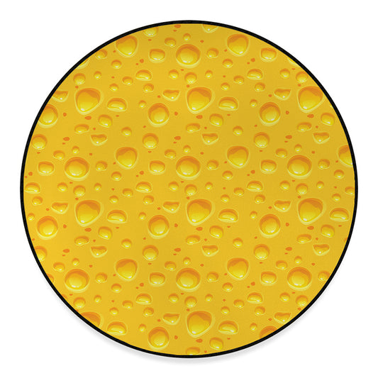 Yellow Cheese Print Round Floor Mat