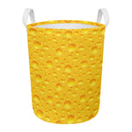 Yellow Cheese Print Round Laundry Basket